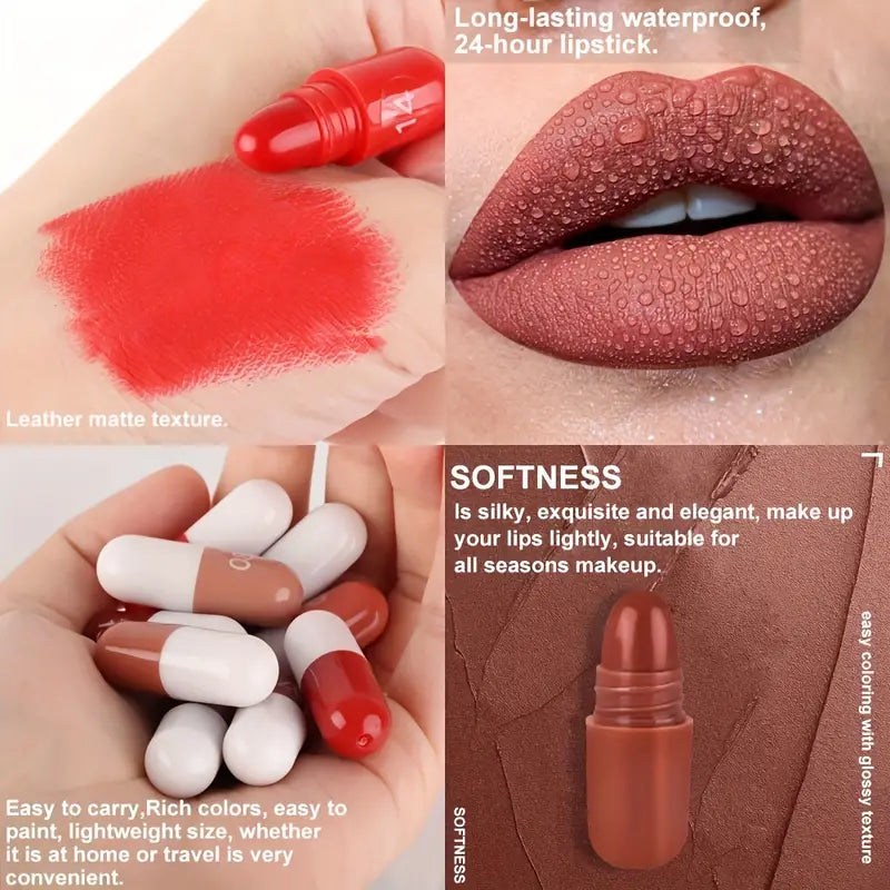 18pcs Mini Capsule Lipstick Set , Long Lasting High Pigmented Matte Finish Lipstick Set