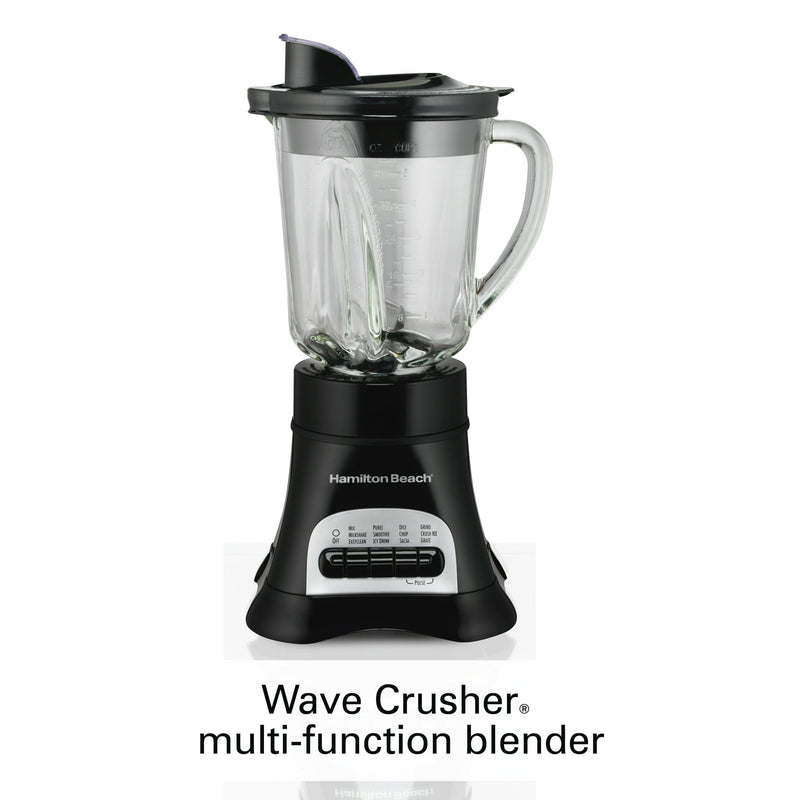 Hamilton Beach Wave Crusher Multi-Function Blender, 40 oz, Glass Jar, Black, 58165