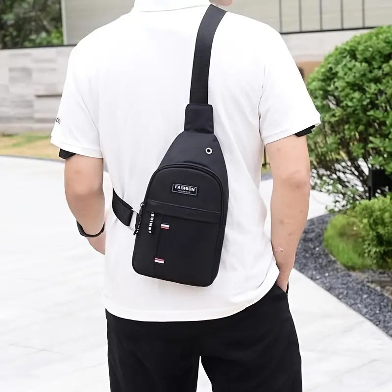1pc New Men's Canvas Chest Bag With Eyelets