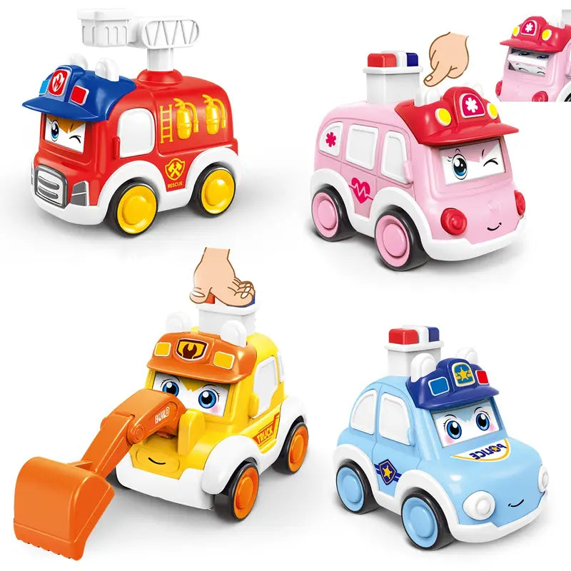 Toy Cars For 1 Year Old, Press And Go Cars For Baby 12-18 Months, 4pcs Wind Up Cars For Toddlers, Kids Truck Gift Cars For 2 3 4 Year Olds Boys Girls