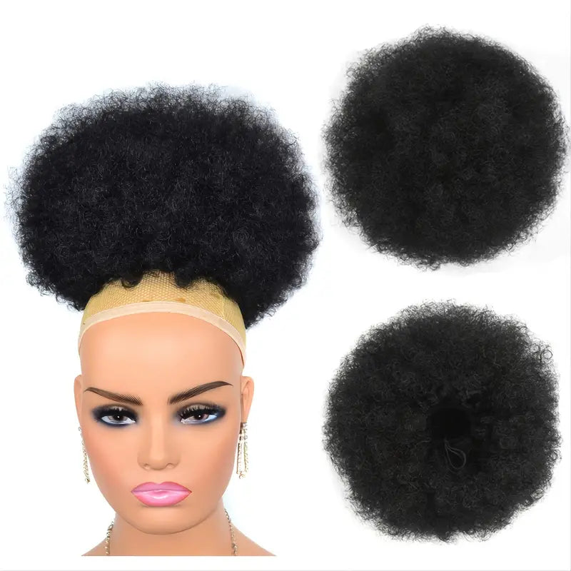 6in Afro Puff Hair Bun: Get Instant Volume & Curls with Clip-In Hair Extension Pieces