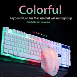 Colorful Backlit Keyboard & Mouse Set - Wired USB Installation - Enhance Your Computer Experience! Illuminated Keyboard With Immersive Feel And Ergonomic Design