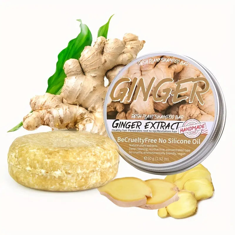 Ginger Hair Regrowth Shampoo Bar, Organic Ginger Polygonum Shampoo Soap, 100% Natural Darkening Shampoo Bar