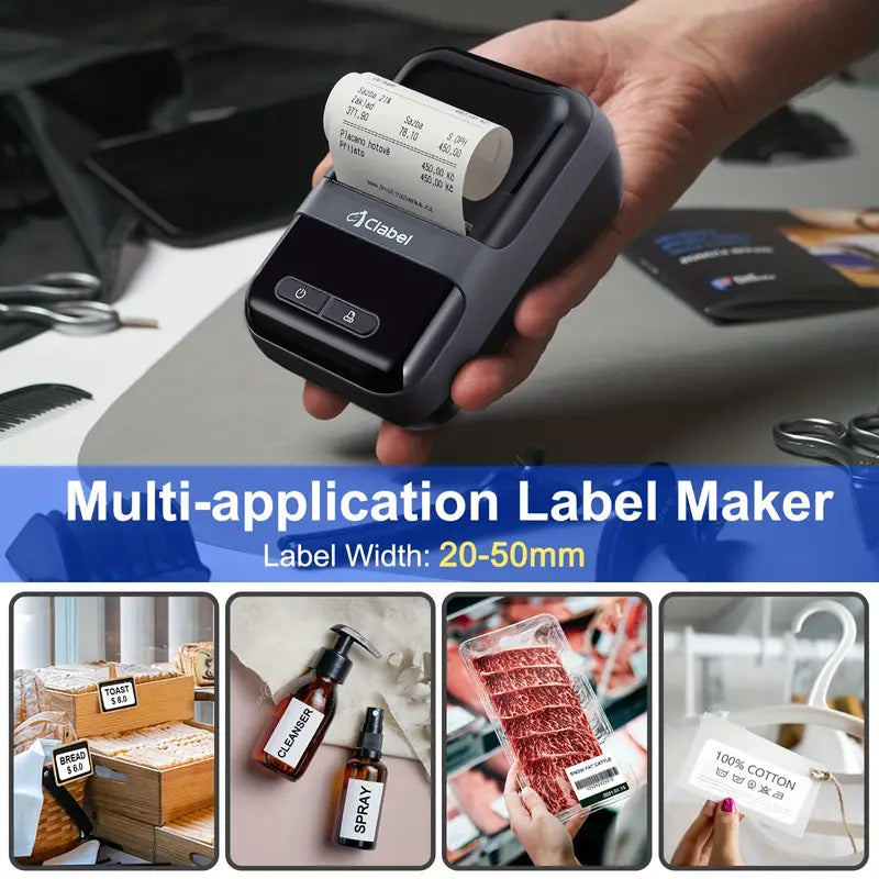 1pc Label Maker, CLABEL 220B Portable Barcode Printer, Mini Wireless Thermal Label Make