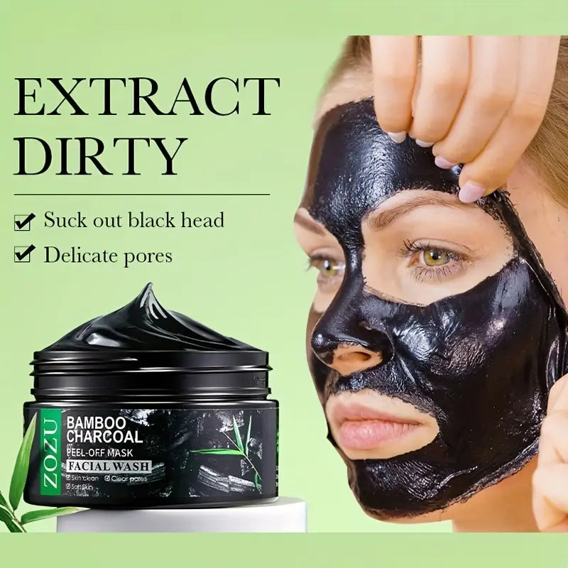 Peel Off Facial Mask 100g, Bamboo Charcoal Deep Adsorption, Cleansing Blackhead, Dirt, Purify Pores, Acne Care, Refresh Skin Care