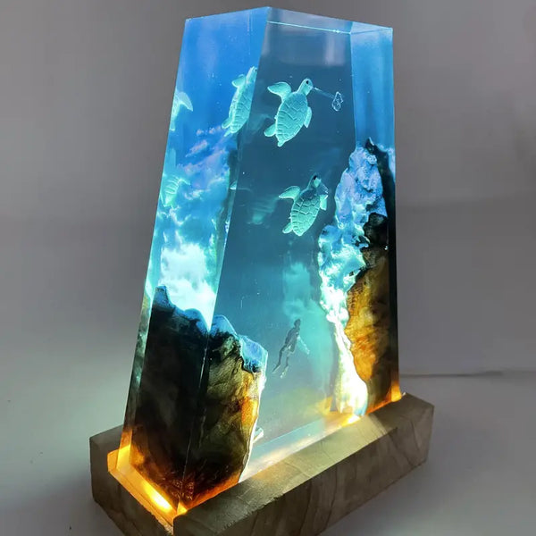Unique Handmade Turtle Resin Lamp - The Perfect Home Decor Gift for Bedroom Nightstands!