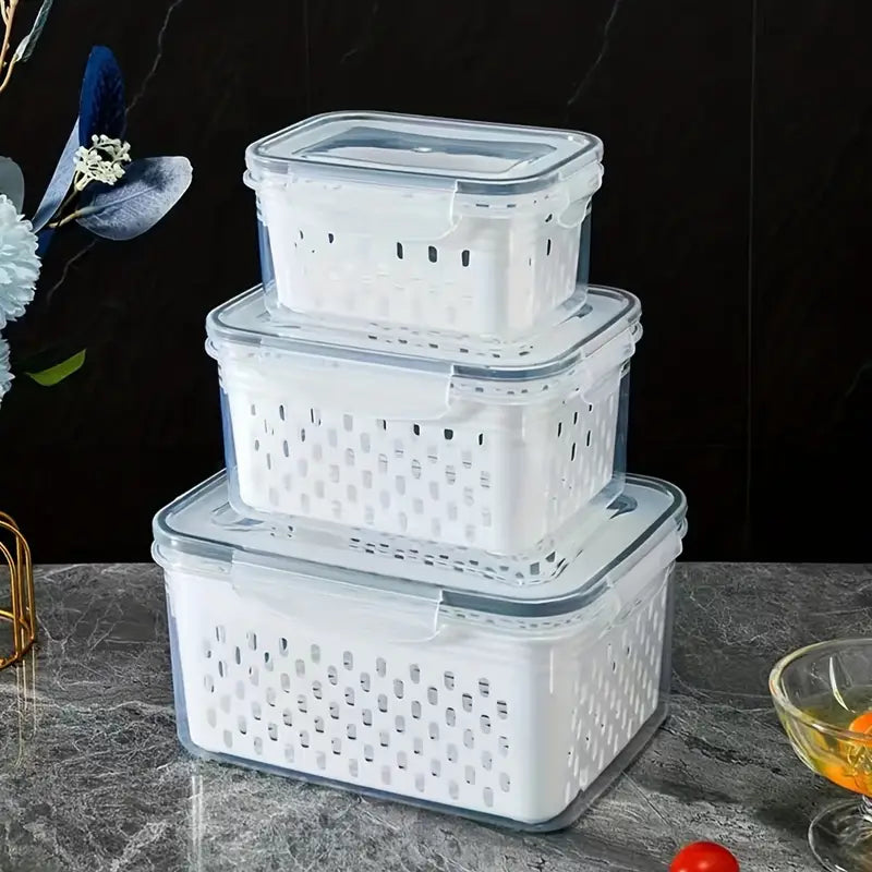 3pcs Multifunctional Sealed Fresh-keeping Boxes for Fruits and Vegetables