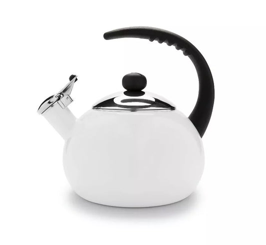 Tea Kettle Teapot Farberware Luna 2.5 Quart - White - Porcelain Enamel
