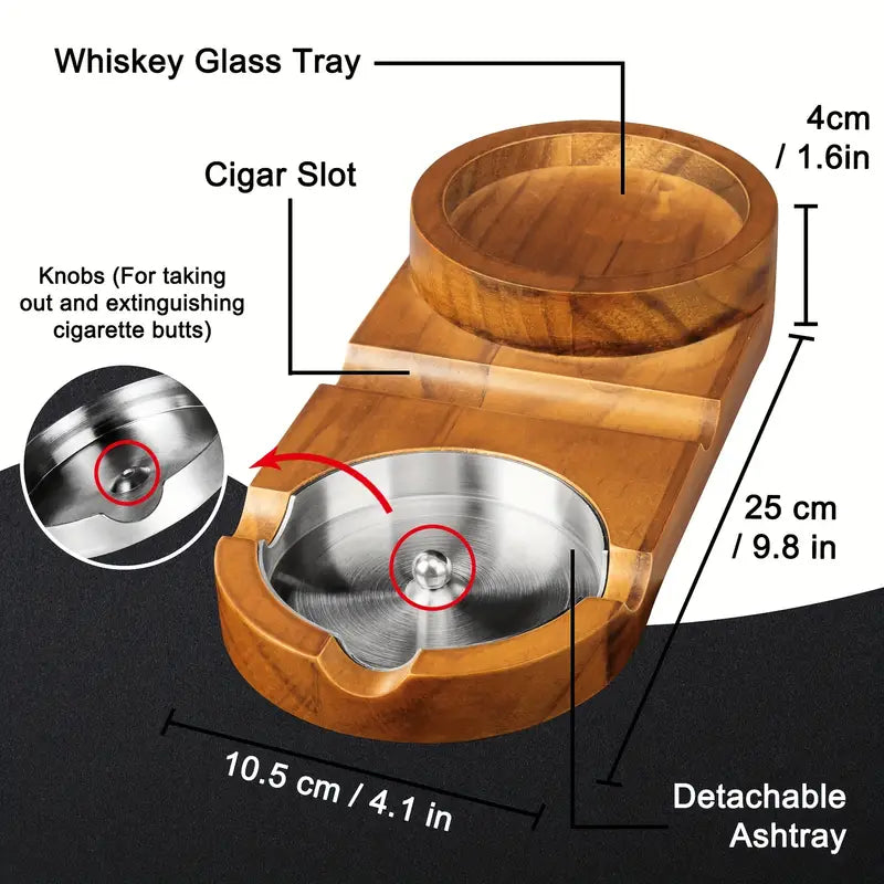 1pc Ashtrays, Whiskey Glass Tray And Cigar Holder For Indoor Outdoor.