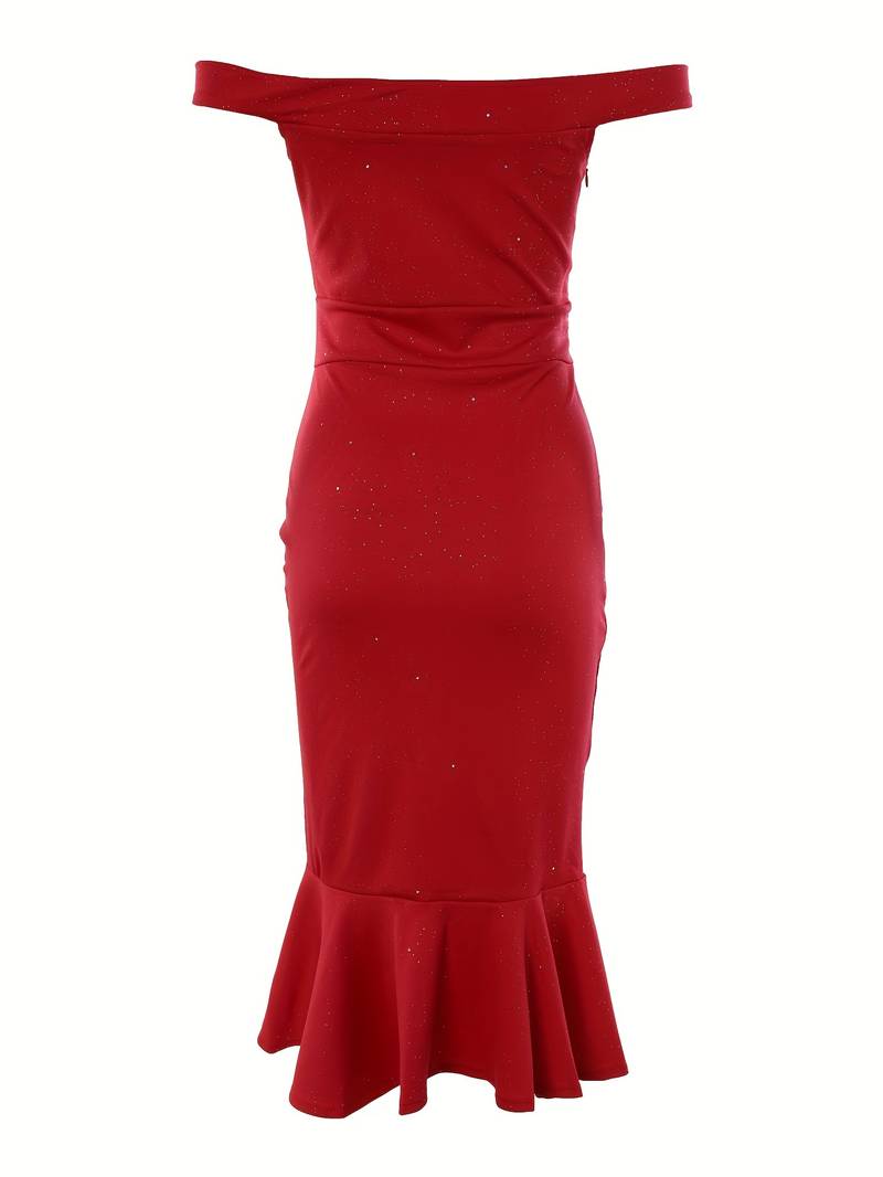 Women's Dresses Red Solid Ruffle