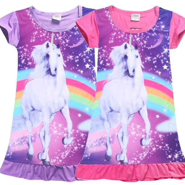 Pretty Kids Girls Unicorn T-shirt Dress Nightwear Nightdress Pajamas Nightie