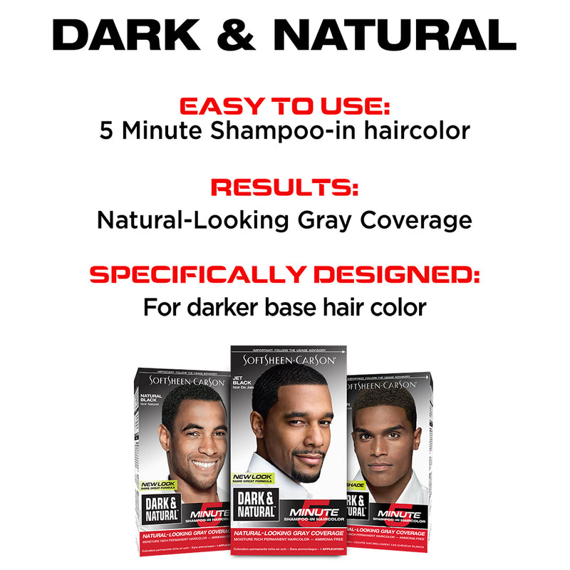Dark & Natural 5 Minute Shampoo in Permanent Men's Hair Color, Natural Black