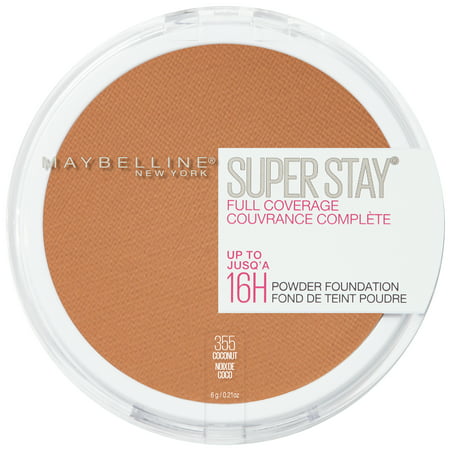 Maybelline Super Stay Full Coverage Powder Foundation Makeup, Matte Finish, Coconut, 0.21 oz