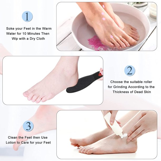 Electric Foot Callus Remover for Feet, Rechargeable Pedicure Tools Foot Care Feet File, Callus Remover Kit With 3 Roller Heads,2 Speed, Battery Display for Remove Cracked Heels Calluses and Hard Skin