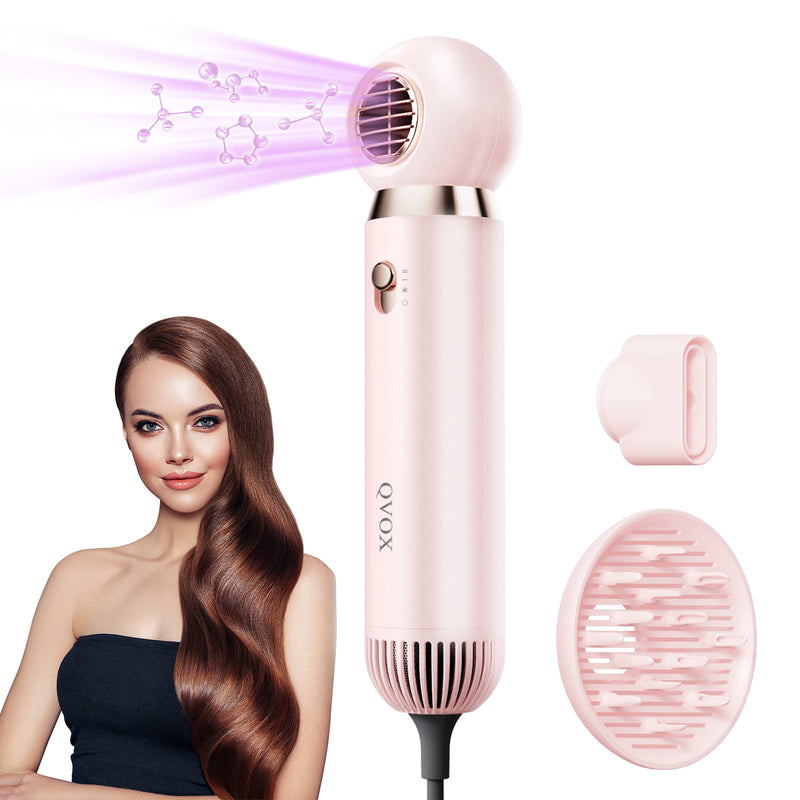 QVOX Ionic Hair Dryer, 1800W Professional Hair Dryer, Dual Ionic Technology Ions Hair Blow Dryer with 3 Intelligent Heating Modes, Fast Drying Without Damaging HairPink