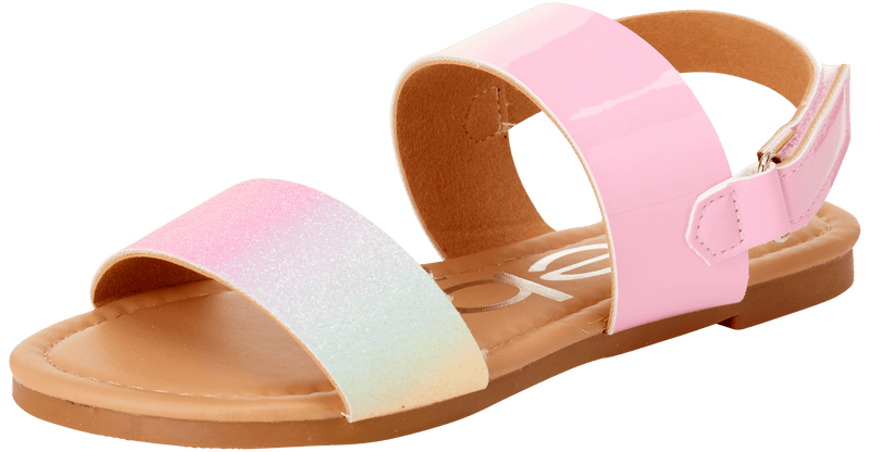 bebe Girls’ Sandal – Two Strapped Patent Leatherette Glitter Sandals (Toddler/Little Kid)