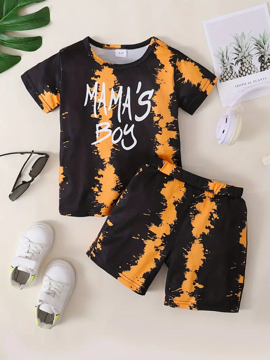 Boys "Mama's Boy" Outfit Shorts & T-shirt Short Sleeves Crew Neck Casual Summer Kids Clothes