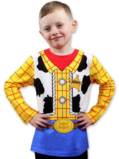 Toy Story 4 Boys Sheriff Woody Long Sleeve T-Shirt, Character Printed Tees for Kids