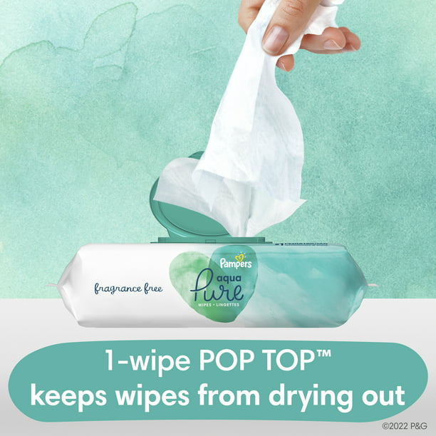 Pampers Aqua Pure Sensitive Baby Wipes 2X Pop-Top 112 Count