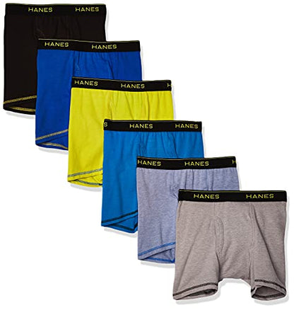 Hanes Boys Cool Comfort Breathable Mesh Boxer Brief 6-Pack, assorted, Large