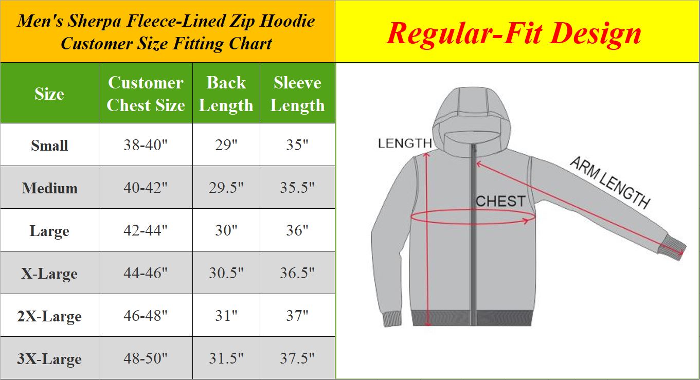 GBH Mens Regular Fit Heavyweight Sherpa Fleece Lined Hoodie (S-2XL)