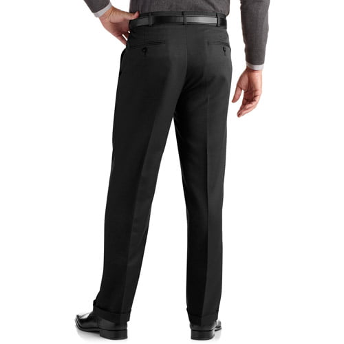 George Regular Men's Pleated Cuffed Microfiber Dress Pants with Adjustable Waistband