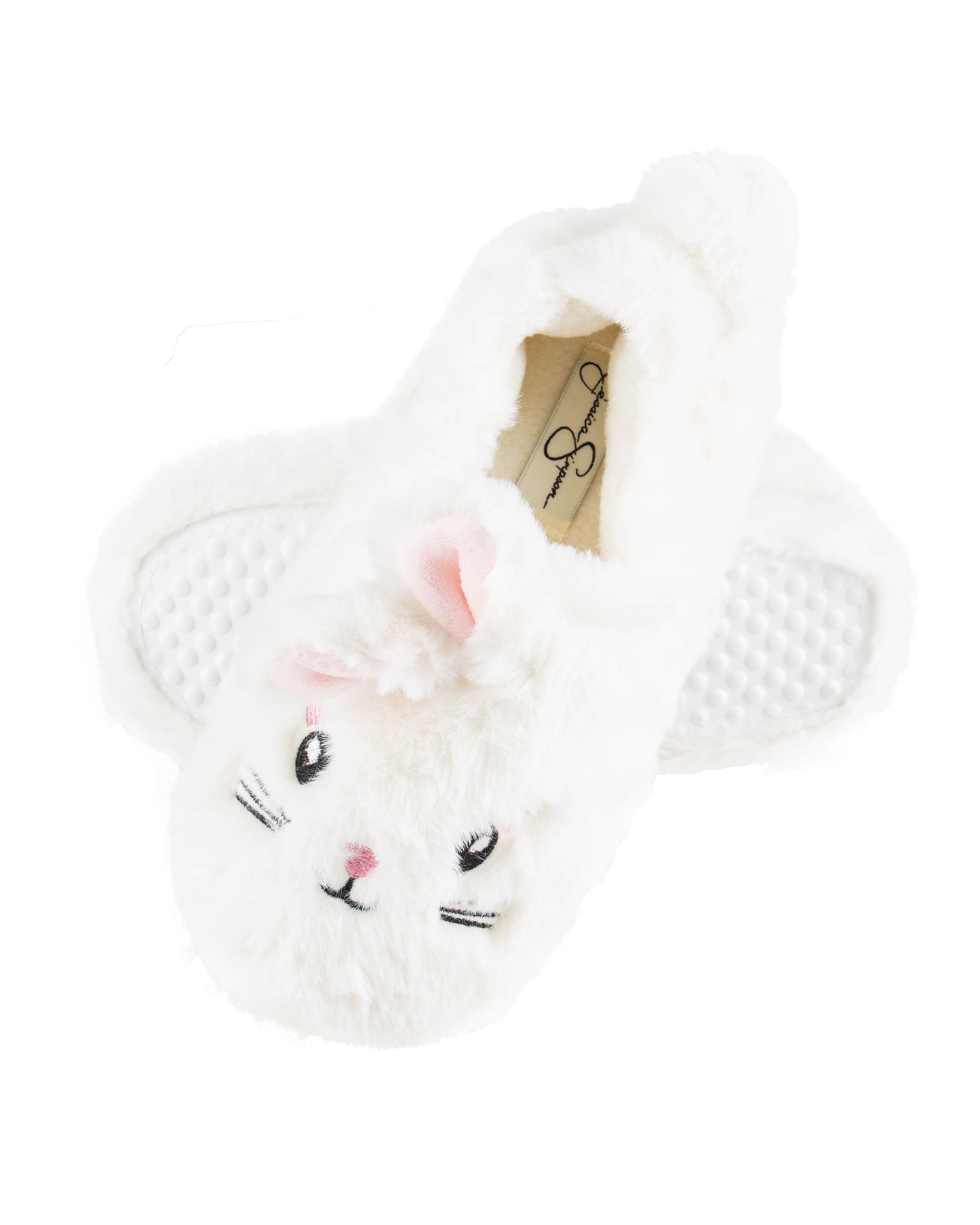 Jessica Simpson Girls Plush Fluffy Slip-on House Slippers with Memory Foam (Bunny, Size X-Large (4-5))