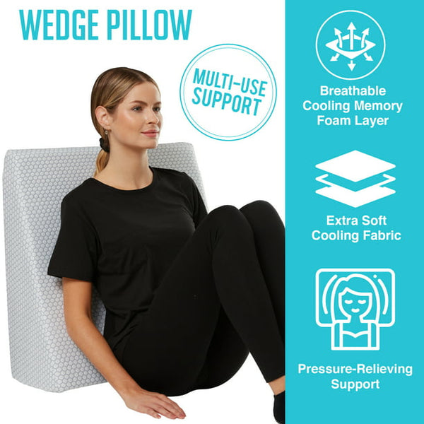 All Sett Health Memory Foam Wedge Pillow, Cooling Technology