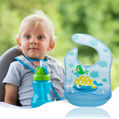 Apmemiss Wholesale Cute Cartoon Baby Bib With Removable Pocket -Adjustable Waterproof Bib For Kids