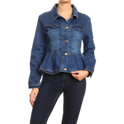 Women's Plus / Juniors Size Premium Denim Premium Bodice Long Sleeve Jacket