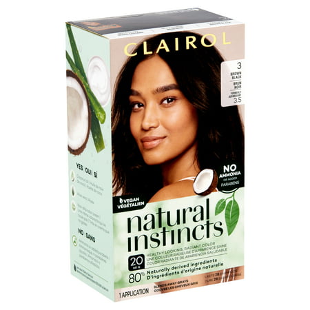 Clairol Natural Instincts Demi-Permanent Hair Color Crème, 3 Brown Black, 1 Application