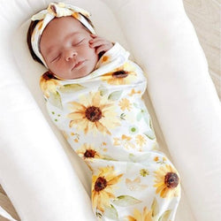 Bescita Newborn Baby Cocoons Sleeping Bag with Matching Knotted Bow Headband Swaddle