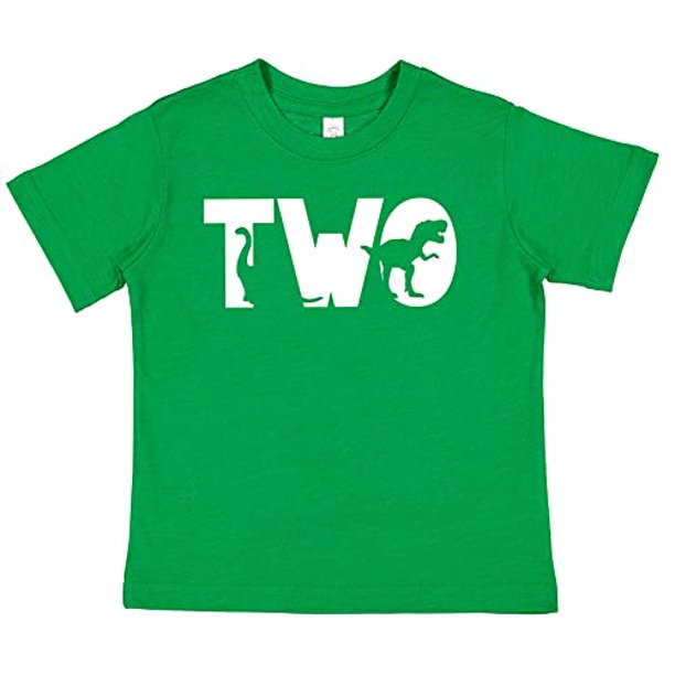 7 ate 9 Apparel 2nd Birthday Shirt for Boys Dinosaur 2 Year Old Boy Birthday Boy Dino Two T-Shirt Kids Gift Green