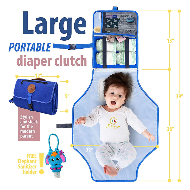 Sarvoza Portable Baby Changing Pad Travel Diaper Bag Mat Newborn Essentials Blue