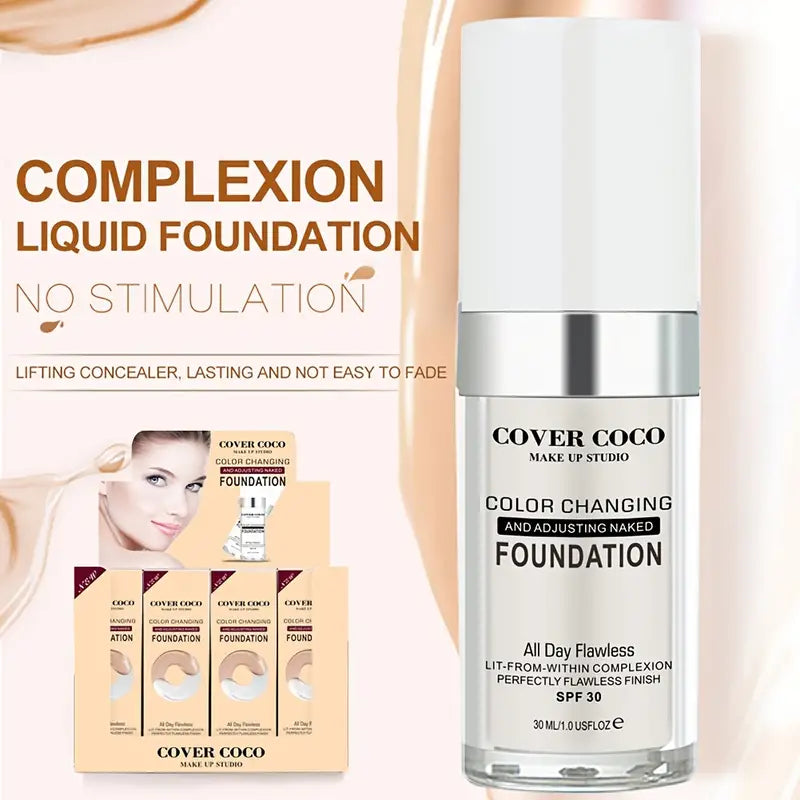 Magic Color Changing Foundation , Color Correcting Flawless Liquid Foundation , Suitable For Correcting Uneven Skin Tone