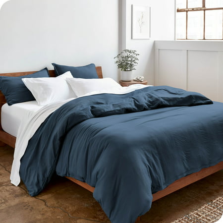 Bare Home Sandwashed Duvet Cover Set, 1800 Ultra-Soft Collection, Queen, Bering Sea, 3-Pieces