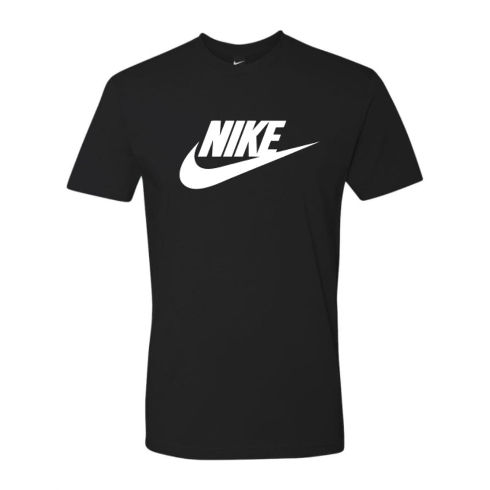 Nike Men's T-Shirt Logo Swoosh Printed Athletic Active Short Sleeve Shirt, Black, L