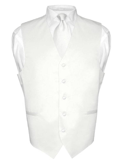 Men's Dress Vest & NeckTie Solid Color Neck Tie Set for Suit or Tuxedo