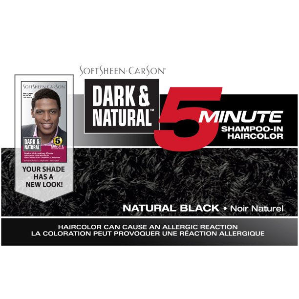 Dark & Natural 5 Minute Shampoo in Permanent Men's Hair Color, Natural Black