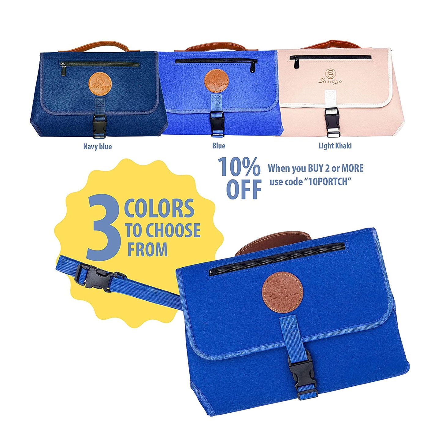 Sarvoza Portable Baby Changing Pad Travel Diaper Bag Mat Newborn Essentials Blue