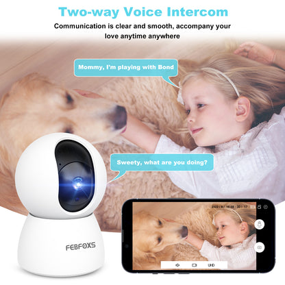 Baby Monitor Security Camera, WiFi Indoor Camera, 360-Degree Smart 1080P Pet Camera for Home Security and Nanny Elderlywith Motion Detection, Night Vision, Two-Way Audio