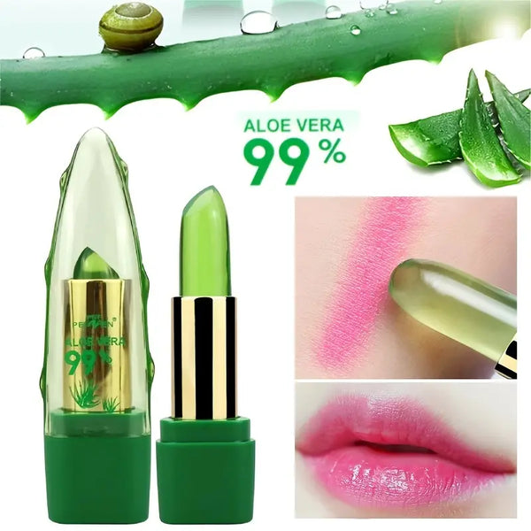 Moisturize Aloe Vera Lipstick, Magic Temperature Color Change Lip Blam Long Lasting Nutritious Lip Gloss Lipstick