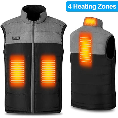 Avamo Men Heated Vest,Zipper USB Heated Jacket,Sleeveless Heated Coat,Thermal Warmth Electric Heating Vest Jacket Coat Outwear Clothing