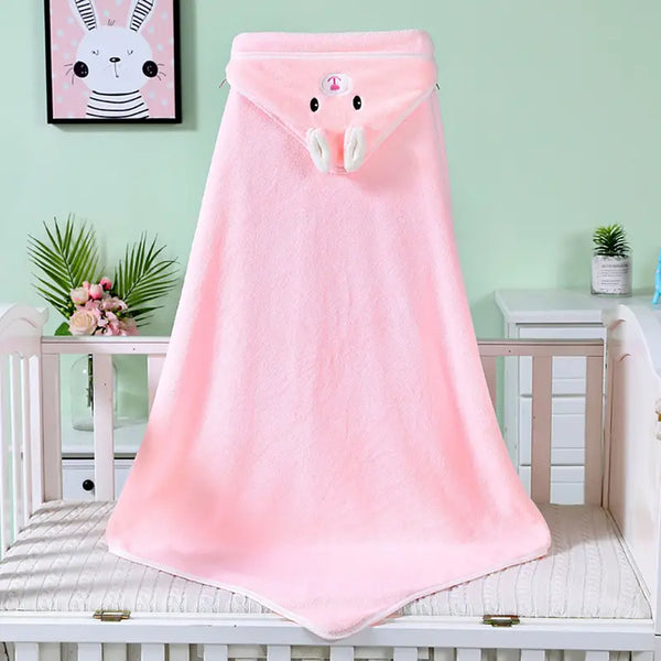 Kids Bath Towel, Newborn Bag Quilt Coral Fleece Wrap, Embroidered Throw Blanket With Hood Cape Hooded Bag Towel, Cloak Bath Towel