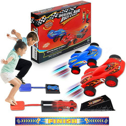 Stomp Dueling Racers,Birthday Gift for Kids,Toys for Boys 8 to 11 Years,Air Powered Indoor Toys Cars for Boys and Girls, 2 Toy Car Launchers and 2 Air Powered Cars with Ramp and Finish Line