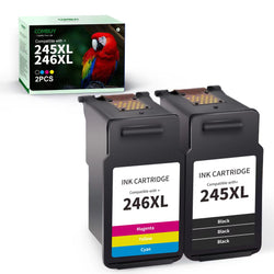 245XL Ink Cartridges Replacement for Canon PG-245 XL CL-246 XL PG-243 CL-244 for PIXMA MX492 MX490 MG2522 TS3122 TS3322 iP2820 Printer (Black, Tri-Color, 2 Pack)