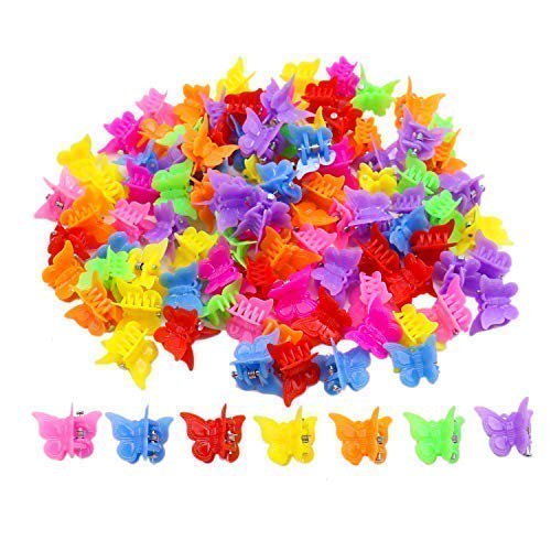 100 Pack Butterfly Hair Clips for Girls and Women, Beautiful Bulk Small Mini Butterfly Hair Clips, Assorted Color