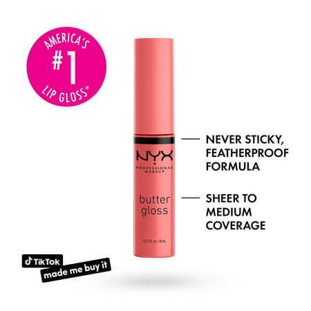 NYX Professional Makeup Butter Gloss, Non-Sticky Lip Gloss, Crème Brulee, 0.27 Oz