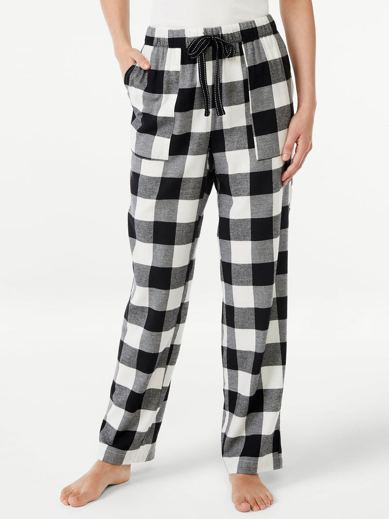Joyspun Women's Flannel Lounge Pants, 2-Pack, Sizes up to 3X